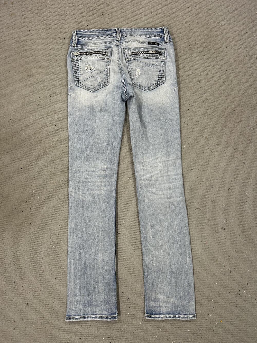 Miss Me Jeans Womens 27 Light Wash Signature Straight Low Rise Y2K Honeycomb